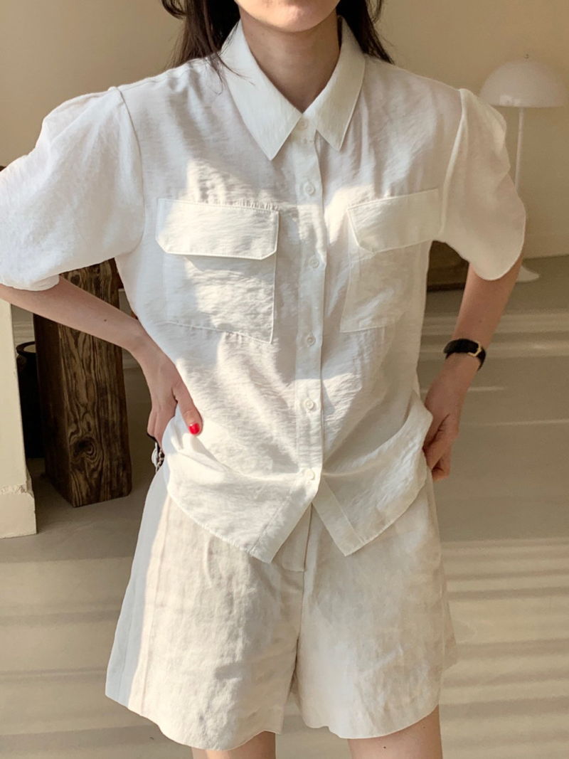 BOWEN - Korean Women Fashion - #Kfashion - Mini Pocket Shirt - 5