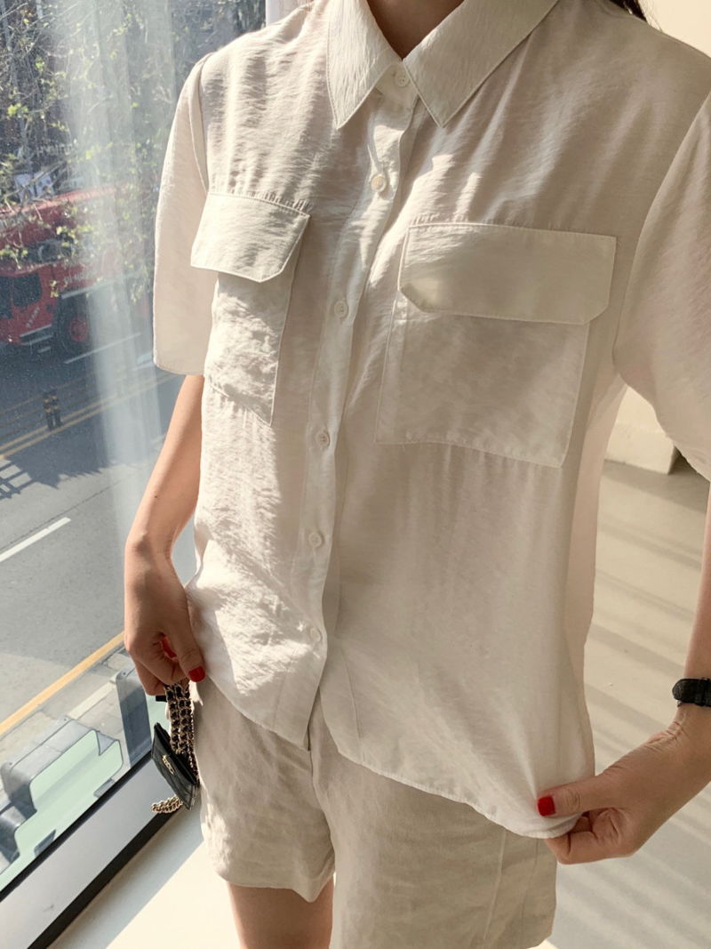 BOWEN - Korean Women Fashion - #Kfashion - Mini Pocket Shirt - 6