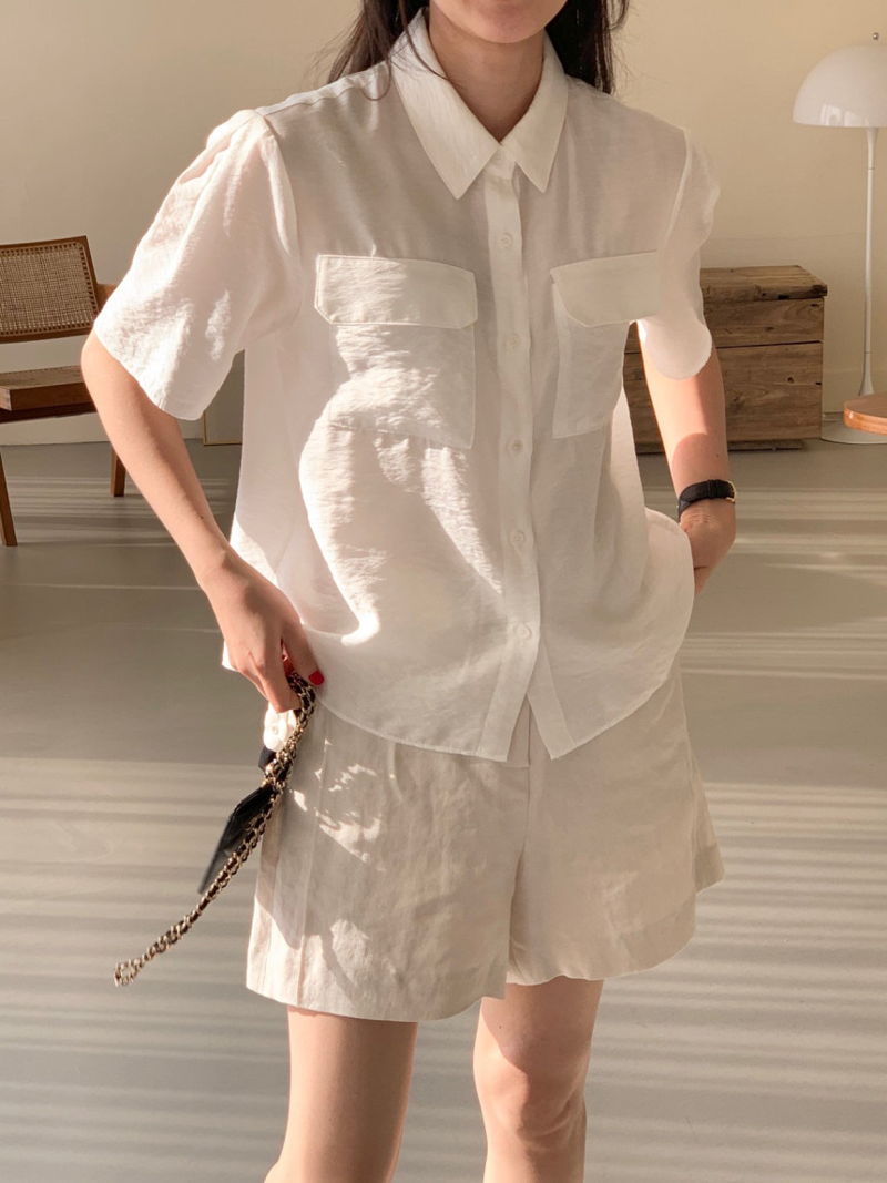 BOWEN - Korean Women Fashion - #Kfashion - Mini Pocket Shirt - 7