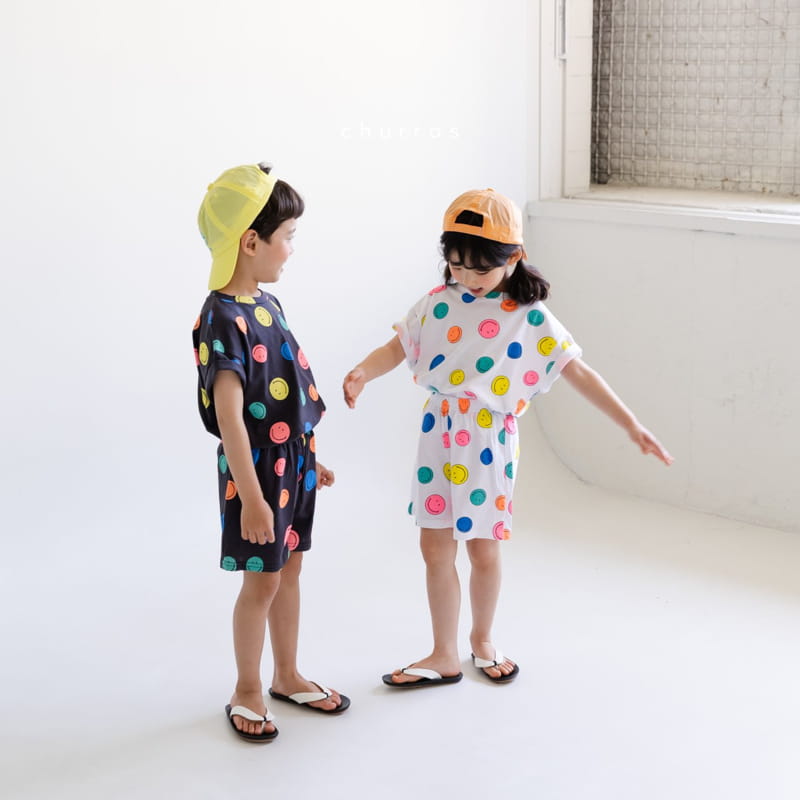 CHURROS - Korean Children Fashion - #Kfashion4kids - Color Smile Top Bottom Set - 2