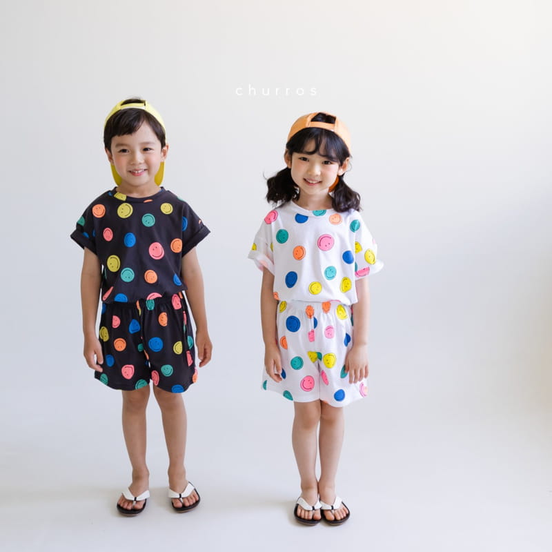 CHURROS - Korean Children Fashion - #Kfashion4kids - Color Smile Top Bottom Set - 3