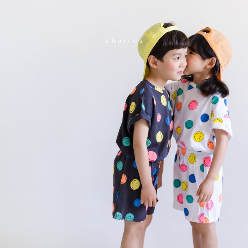 CHURROS - Korean Children Fashion - #Kfashion4kids - Color Smile Top Bottom Set - 4