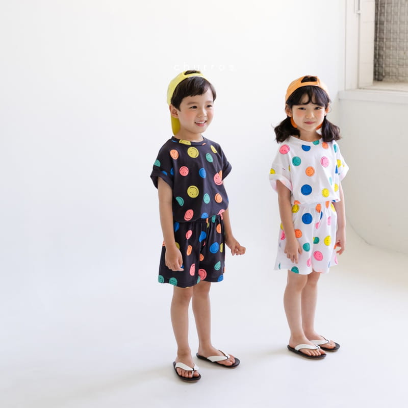 CHURROS - Korean Children Fashion - #Kfashion4kids - Color Smile Top Bottom Set - 6