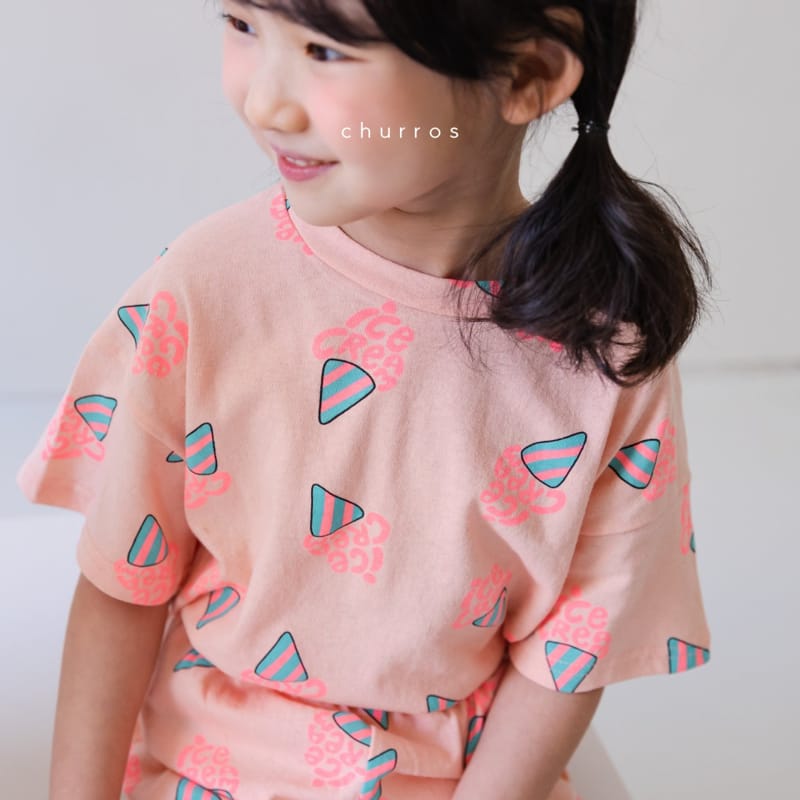 CHURROS - Korean Children Fashion - #Kfashion4kids - Ice Cream Corn Top Bottom Set - 12