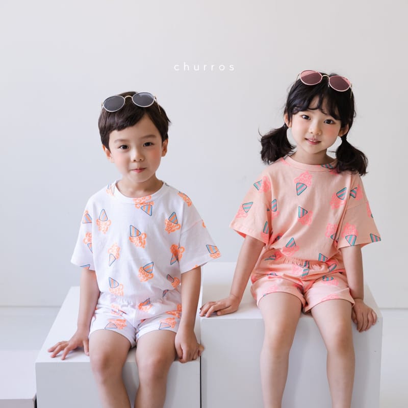 CHURROS - Korean Children Fashion - #Kfashion4kids - Ice Cream Corn Top Bottom Set - 2