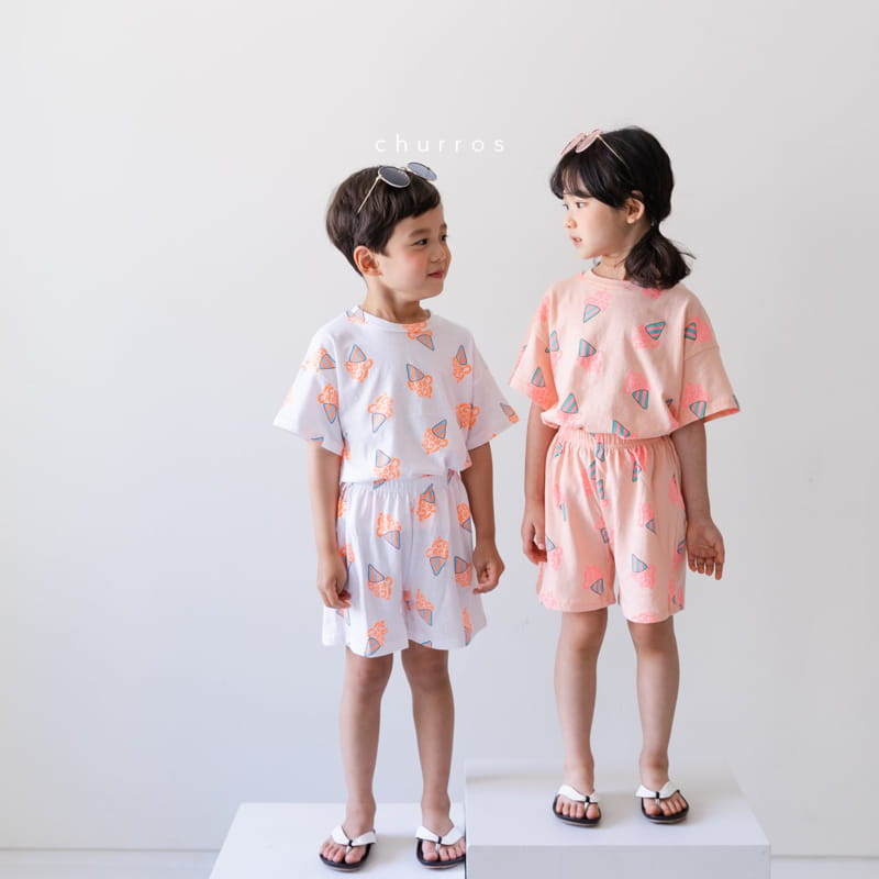 CHURROS - Korean Children Fashion - #Kfashion4kids - Ice Cream Corn Top Bottom Set - 3