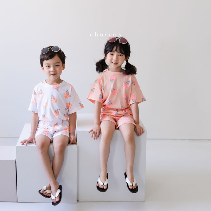 CHURROS - Korean Children Fashion - #Kfashion4kids - Ice Cream Corn Top Bottom Set - 8
