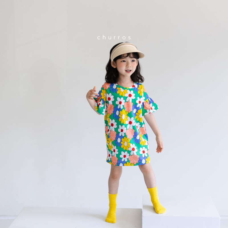 CHURROS - Korean Children Fashion - #Kfashion4kids - Sugar Flower One-piece - 6