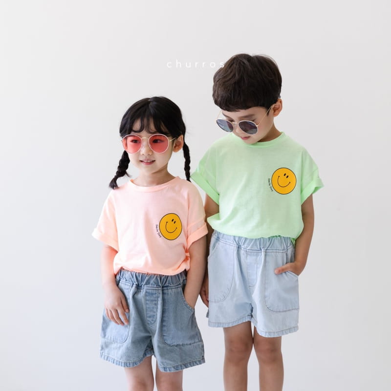 CHURROS - Korean Children Fashion - #Kfashion4kids - Luckey Neon Smile Tee
