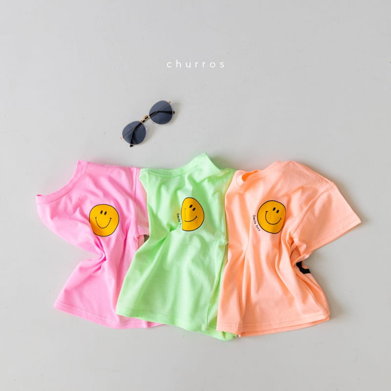 CHURROS - Korean Children Fashion - #Kfashion4kids - Luckey Neon Smile Tee - 3