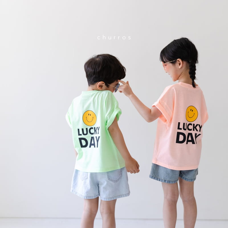 CHURROS - Korean Children Fashion - #Kfashion4kids - Luckey Neon Smile Tee - 5