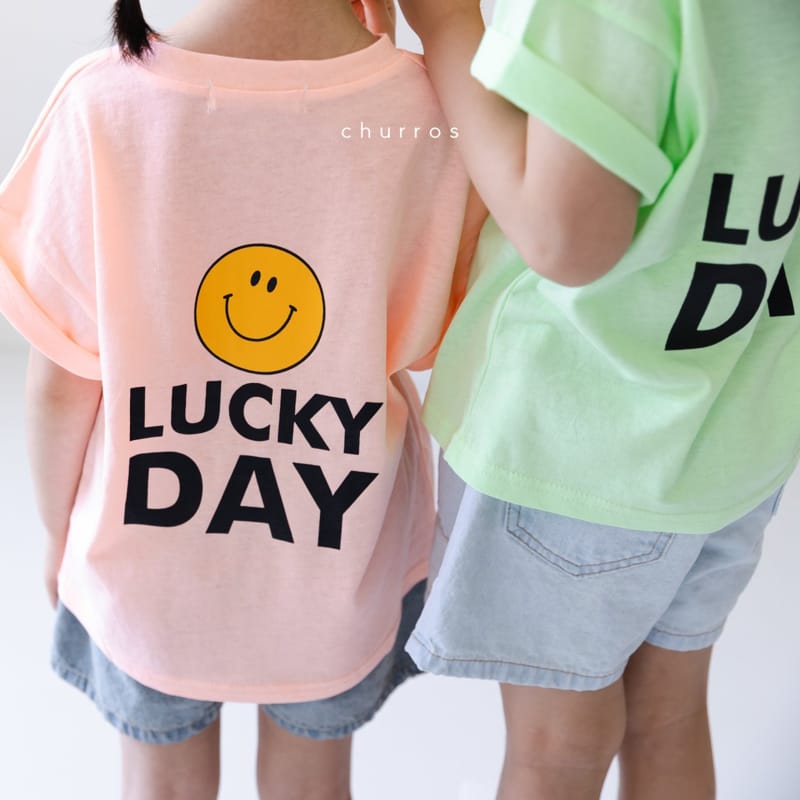 CHURROS - Korean Children Fashion - #Kfashion4kids - Luckey Neon Smile Tee - 6