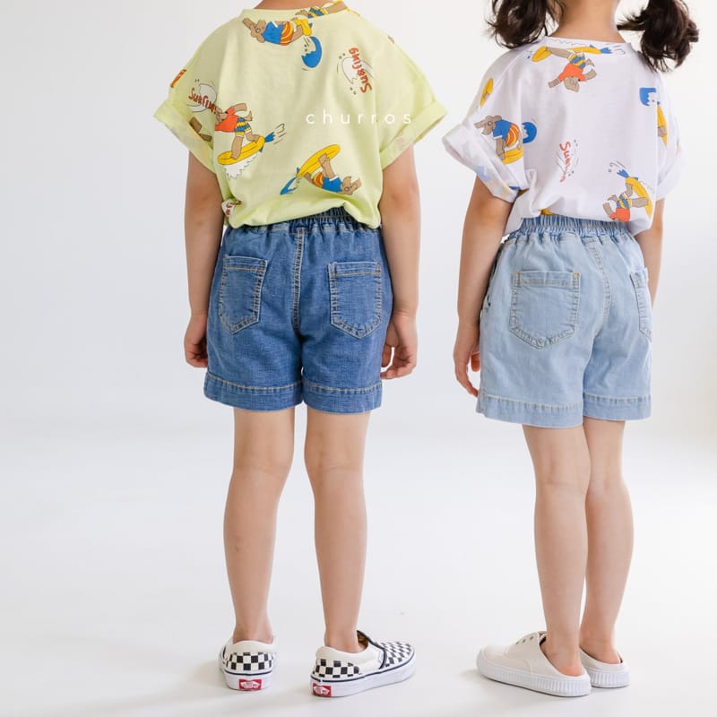 CHURROS - Korean Children Fashion - #Kfashion4kids - Nimo Bending Denim Shorts - 8