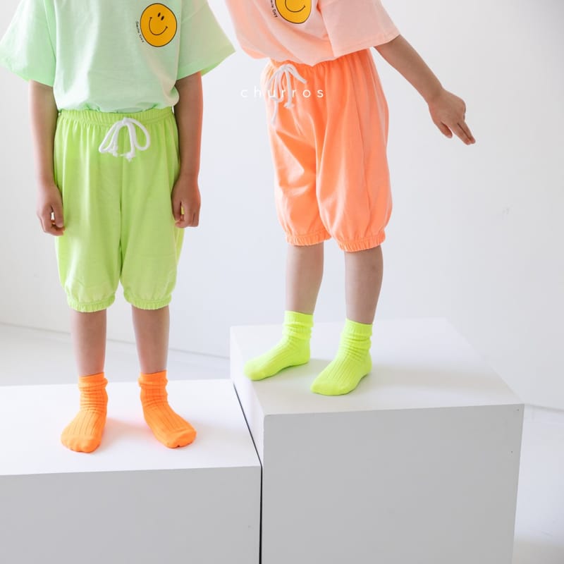CHURROS - Korean Children Fashion - #Kfashion4kids - Neon Capri Jogger Pants - 8