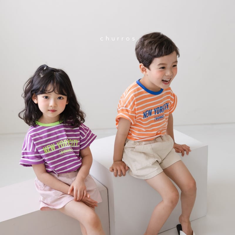 CHURROS - Korean Children Fashion - #Kfashion4kids - Soho Painting Stripes Tee - 6