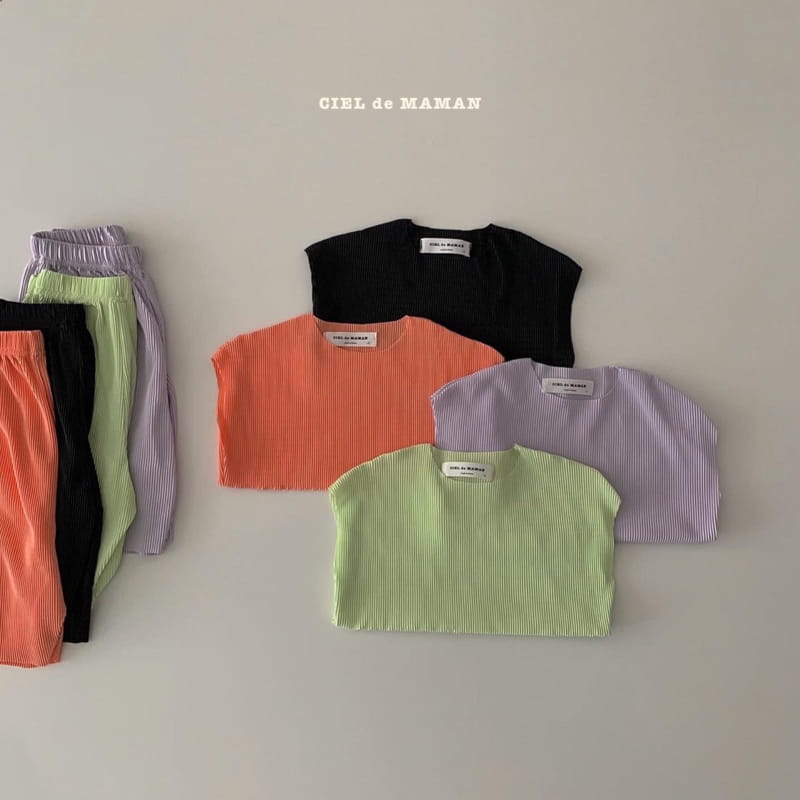 CIEL DE MAMAN - Korean Children Fashion - #Kfashion4kids - Color Pleats Top Bottom Set