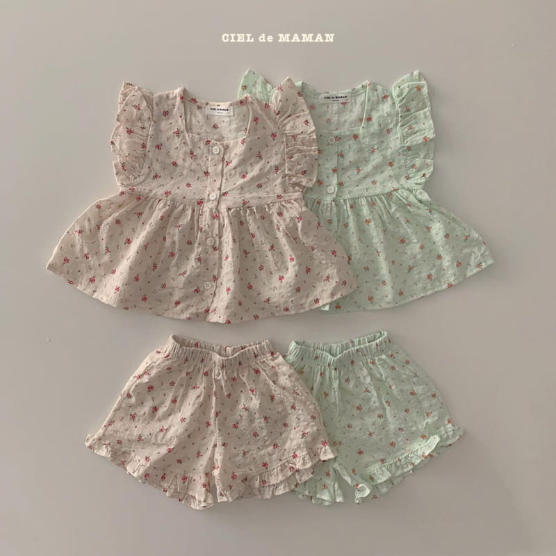 CIEL DE MAMAN - Korean Children Fashion - #Kfashion4kids - Mom Flower Top Bottom Set - 4