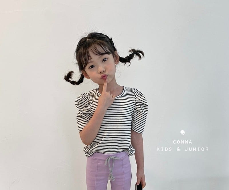 COMMA - Korean Children Fashion - #Kfashion4kids - Stripes Puff Tee