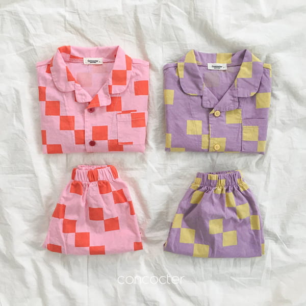 CONCOCTER - Korean Children Fashion - #Kfashion4kids - Cube Latte Top Bottom Set