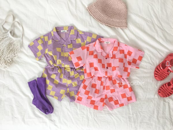 CONCOCTER - Korean Children Fashion - #Kfashion4kids - Cube Latte Top Bottom Set - 3