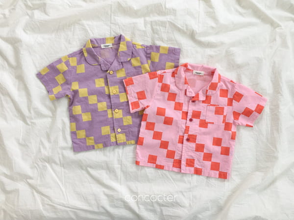 CONCOCTER - Korean Children Fashion - #Kfashion4kids - Cube Latte Top Bottom Set - 4