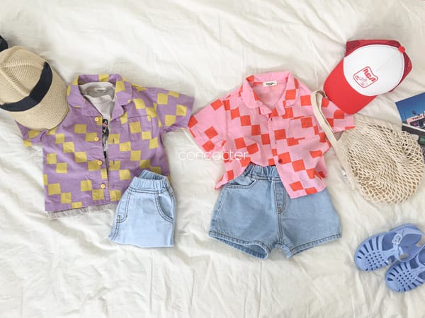 CONCOCTER - Korean Children Fashion - #Kfashion4kids - Cube Latte Top Bottom Set - 5