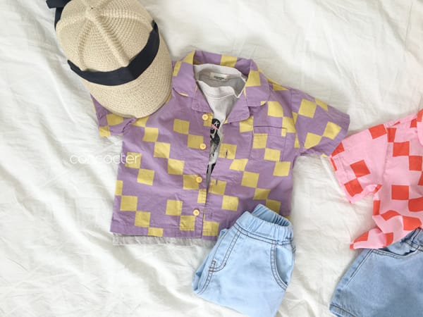 CONCOCTER - Korean Children Fashion - #Kfashion4kids - Cube Latte Top Bottom Set - 8