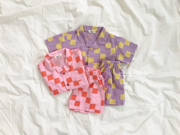 CONCOCTER - Korean Children Fashion - #Kfashion4kids - Cube Latte Top Bottom Set - 9