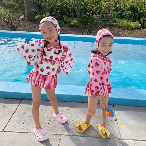 CONCOCTER - Korean Children Fashion - #Kfashion4kids - Strawberry Frill Swimwear
