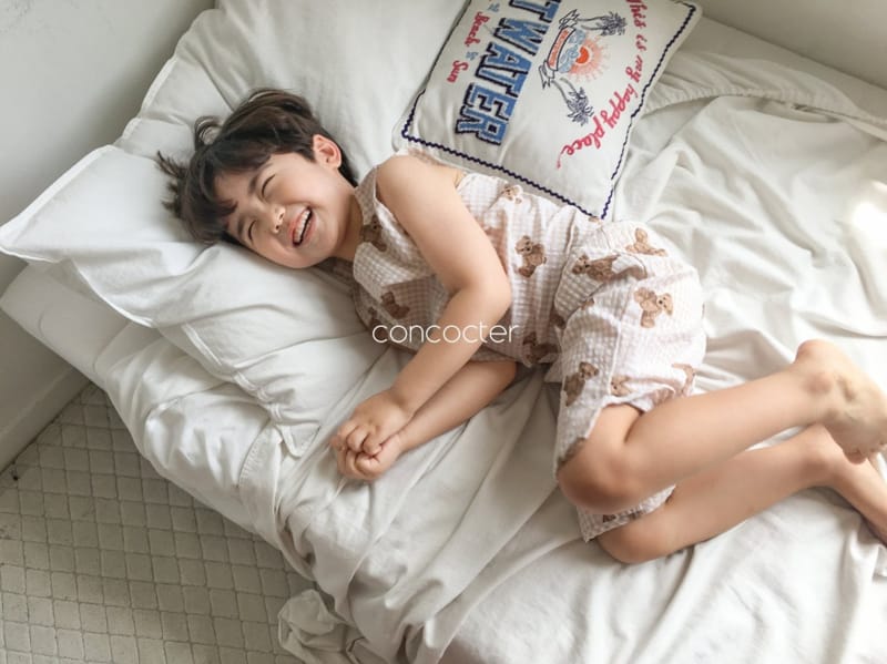 CONCOCTER - Korean Children Fashion - #Kfashion4kids - Teddy Bear Sleeveless Bottom Set - 3