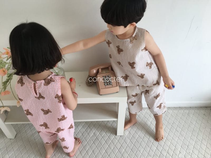 CONCOCTER - Korean Children Fashion - #Kfashion4kids - Teddy Bear Sleeveless Bottom Set - 4