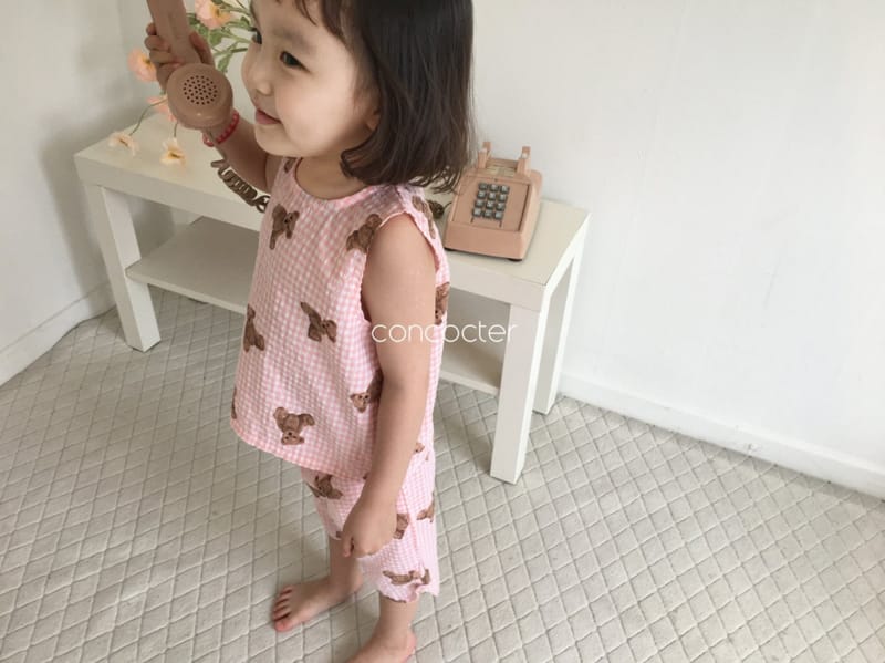 CONCOCTER - Korean Children Fashion - #Kfashion4kids - Teddy Bear Sleeveless Bottom Set - 5