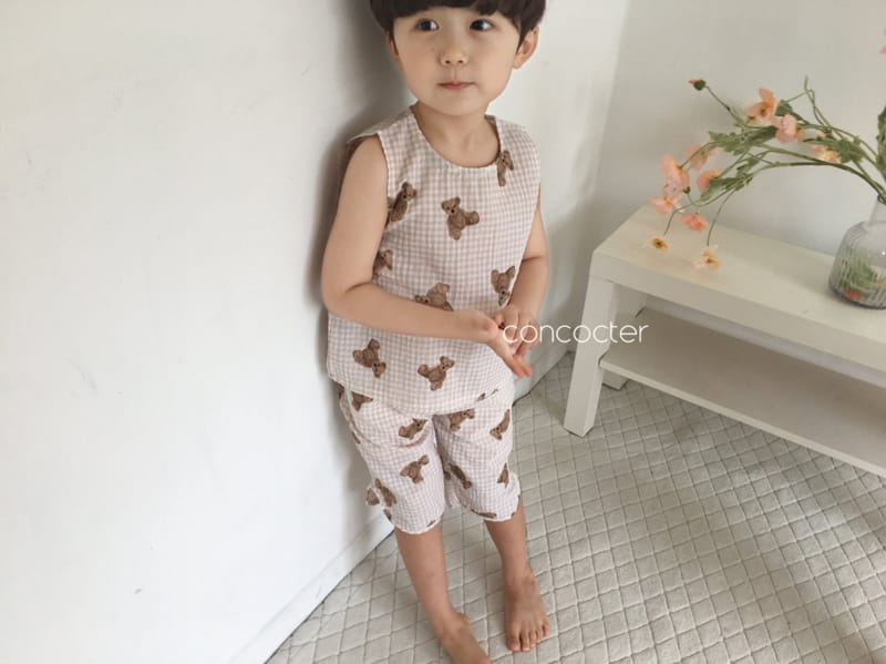 CONCOCTER - Korean Children Fashion - #Kfashion4kids - Teddy Bear Sleeveless Bottom Set - 6