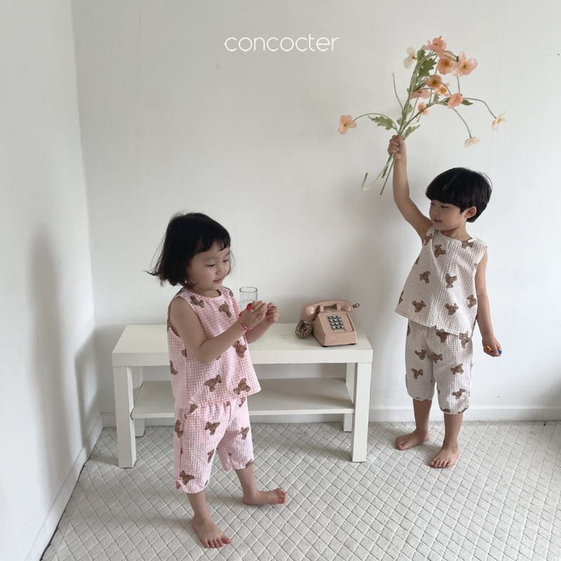 CONCOCTER - Korean Children Fashion - #Kfashion4kids - Teddy Bear Sleeveless Bottom Set - 8