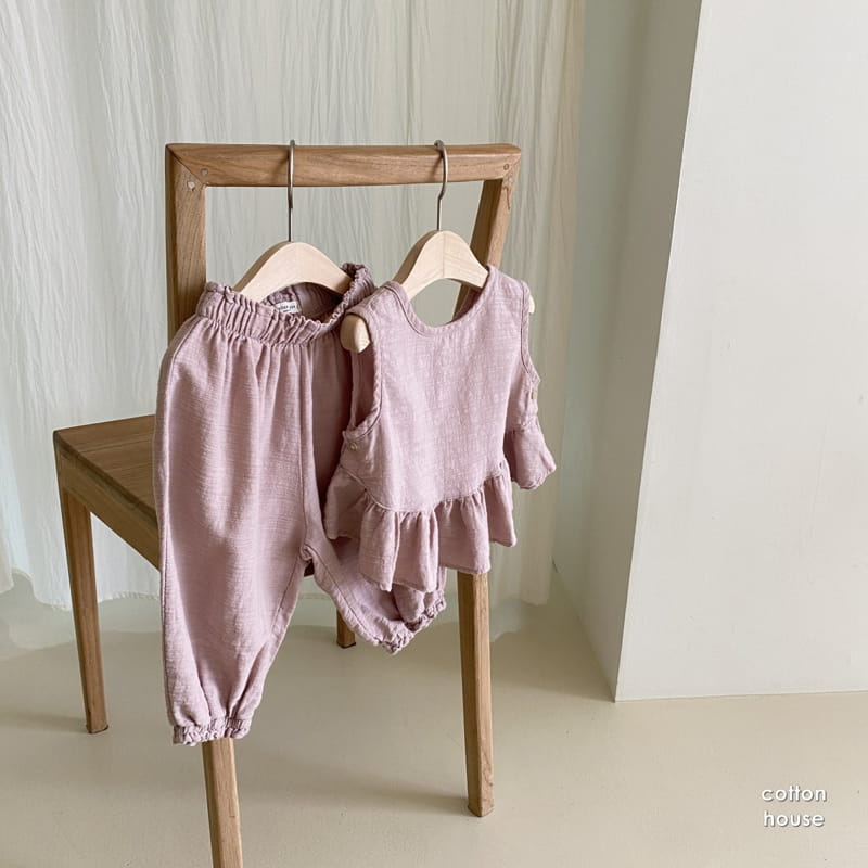 COTTON HOUSE - Korean Children Fashion - #Kfashion4kids - Frill Sleeveless Top Bottom Set - 12