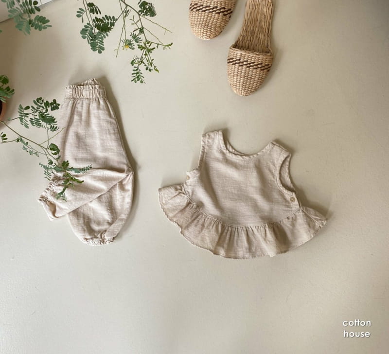 COTTON HOUSE - Korean Children Fashion - #Kfashion4kids - Frill Sleeveless Top Bottom Set - 5