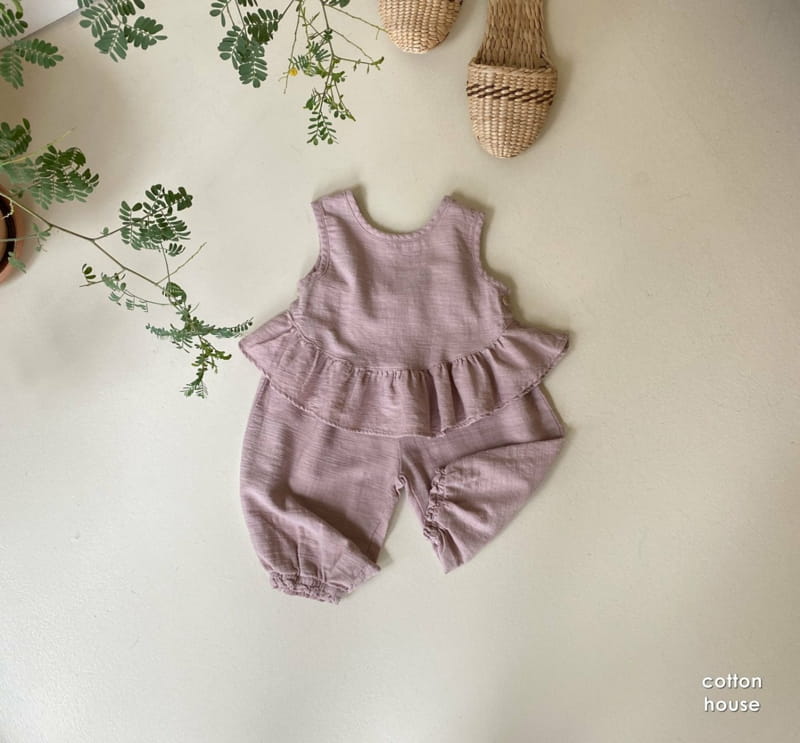 COTTON HOUSE - Korean Children Fashion - #Kfashion4kids - Frill Sleeveless Top Bottom Set - 6