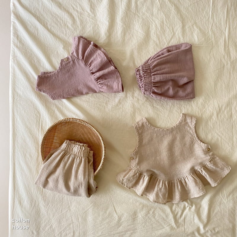 COTTON HOUSE - Korean Children Fashion - #Kfashion4kids - Frill Sleeveless Top Bottom Set - 7