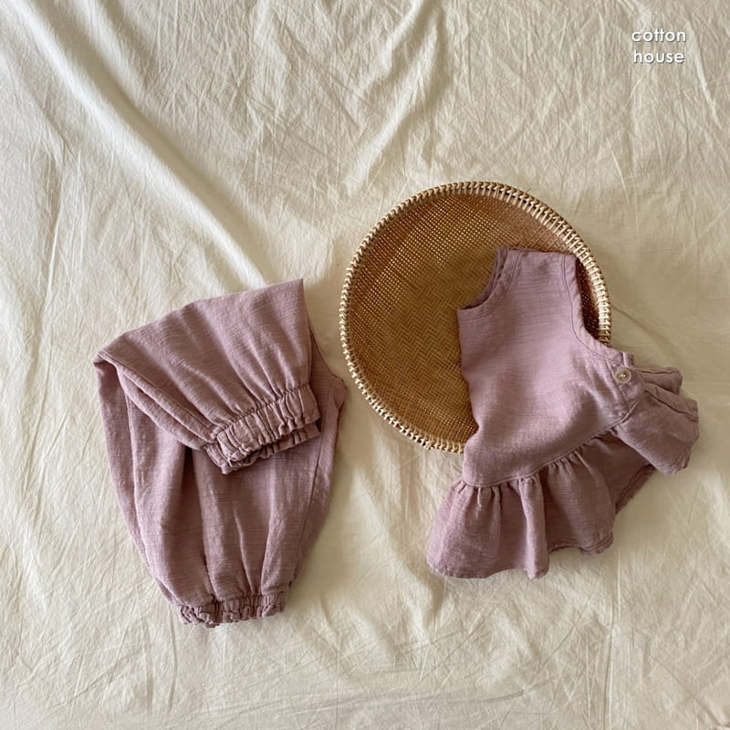 COTTON HOUSE - Korean Children Fashion - #Kfashion4kids - Frill Sleeveless Top Bottom Set - 9