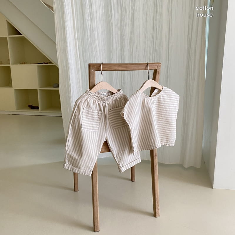 COTTON HOUSE - Korean Children Fashion - #Kfashion4kids - Jessi Stripes Top Bottom Set