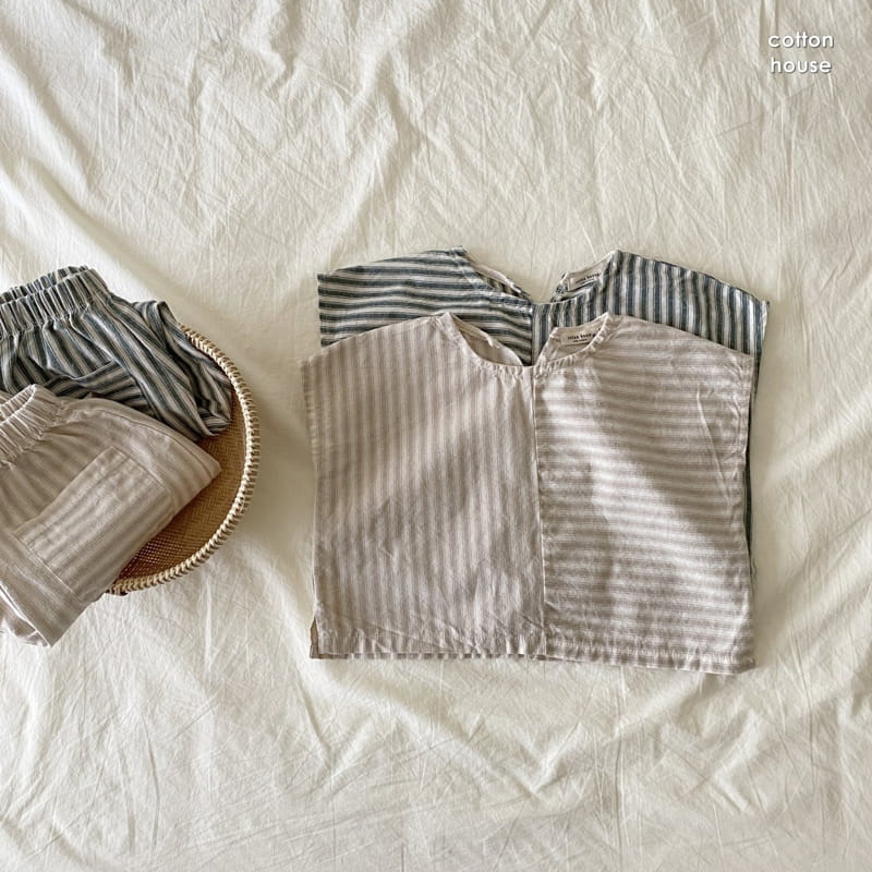 COTTON HOUSE - Korean Children Fashion - #Kfashion4kids - Jessi Stripes Top Bottom Set - 11