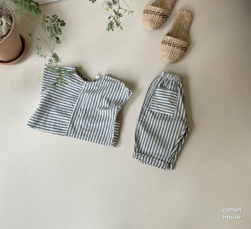 COTTON HOUSE - Korean Children Fashion - #Kfashion4kids - Jessi Stripes Top Bottom Set - 12