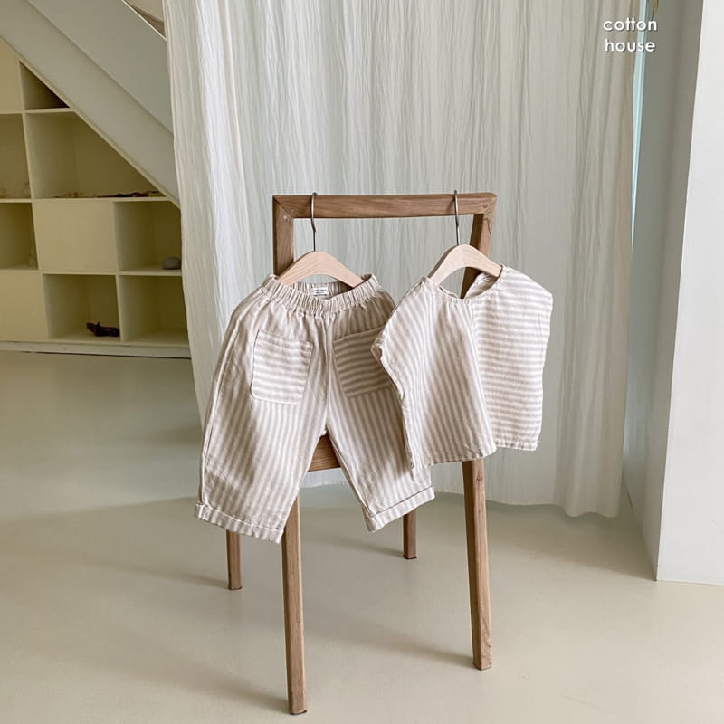 COTTON HOUSE - Korean Children Fashion - #Kfashion4kids - Jessi Stripes Top Bottom Set - 2