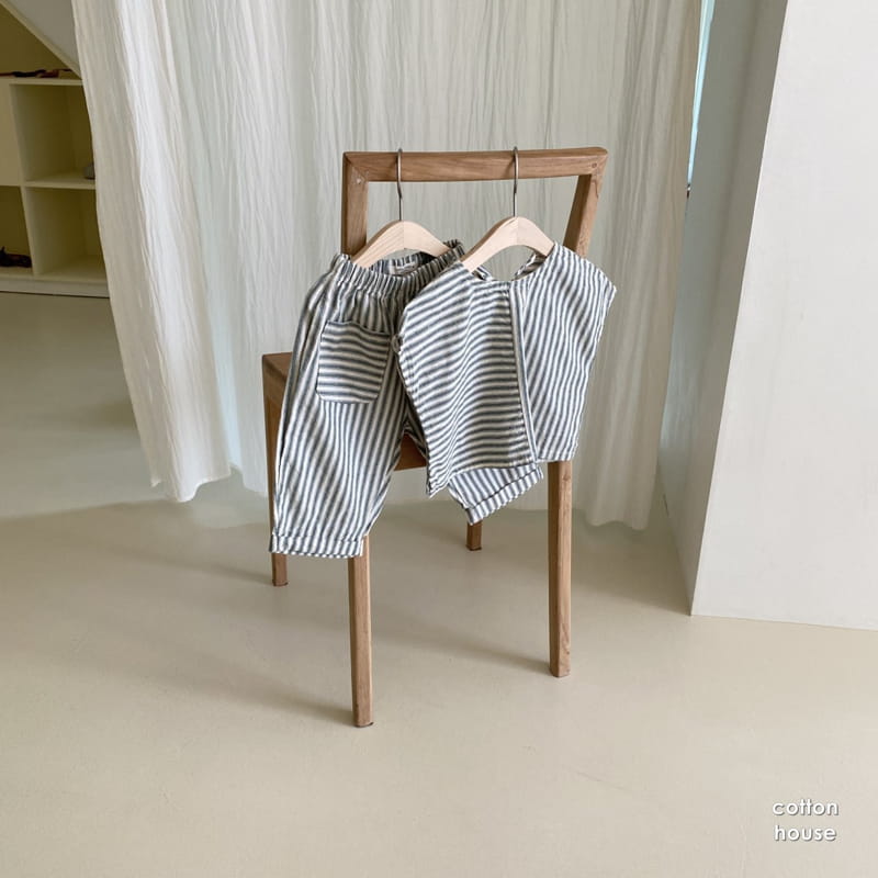 COTTON HOUSE - Korean Children Fashion - #Kfashion4kids - Jessi Stripes Top Bottom Set - 3