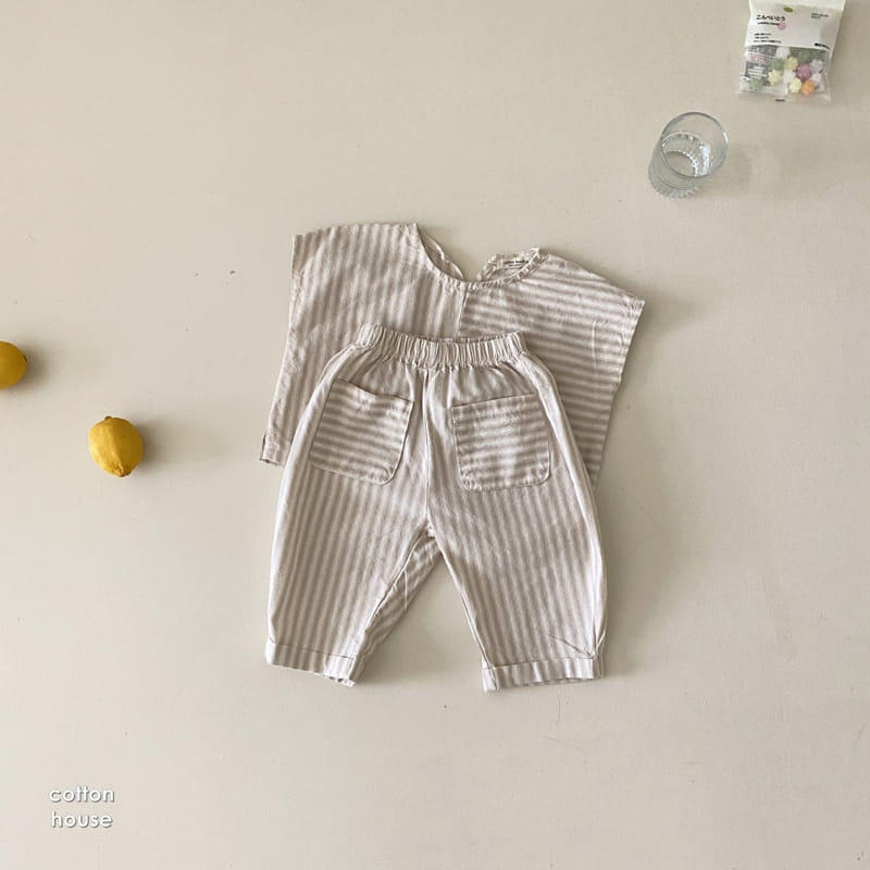COTTON HOUSE - Korean Children Fashion - #Kfashion4kids - Jessi Stripes Top Bottom Set - 5