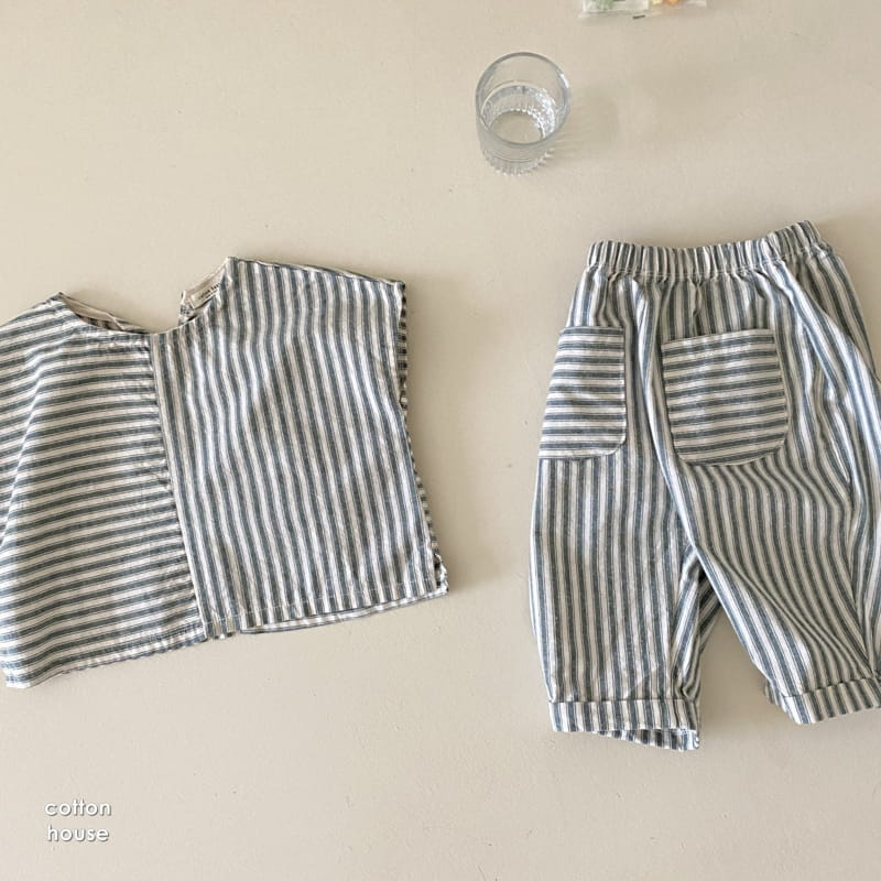 COTTON HOUSE - Korean Children Fashion - #Kfashion4kids - Jessi Stripes Top Bottom Set - 6