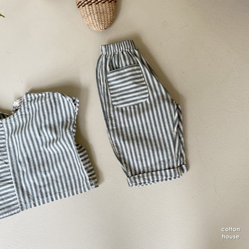 COTTON HOUSE - Korean Children Fashion - #Kfashion4kids - Jessi Stripes Top Bottom Set - 8
