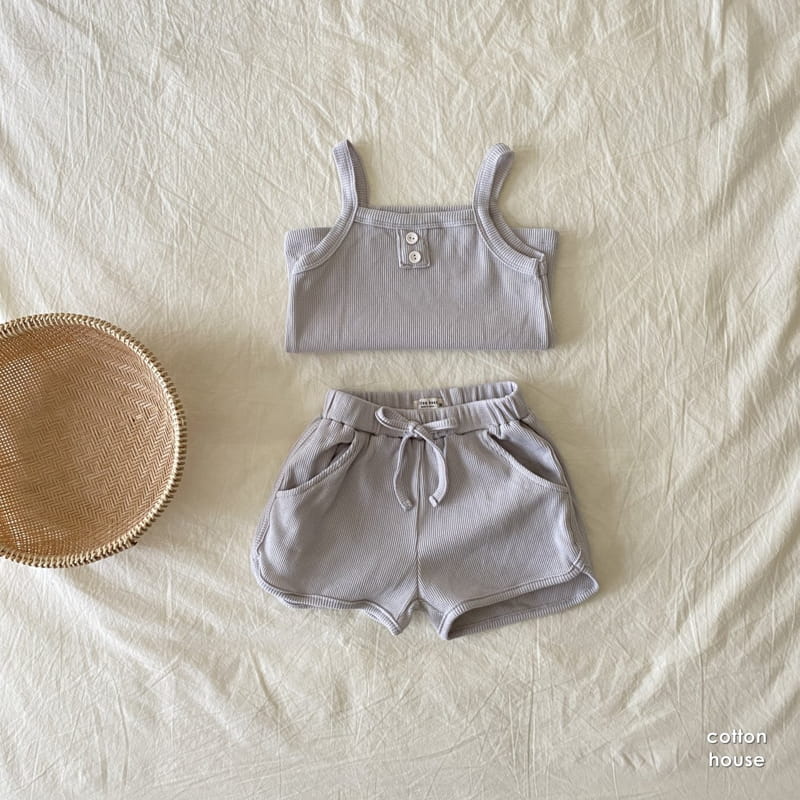 COTTON HOUSE - Korean Children Fashion - #Kfashion4kids - Waffle Sleeveless Bottom Set - 10