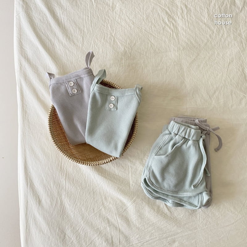 COTTON HOUSE - Korean Children Fashion - #Kfashion4kids - Waffle Sleeveless Bottom Set - 11