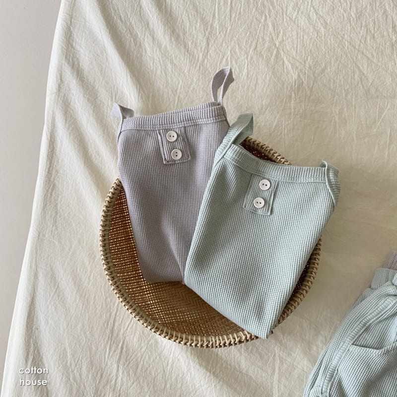 COTTON HOUSE - Korean Children Fashion - #Kfashion4kids - Waffle Sleeveless Bottom Set - 12